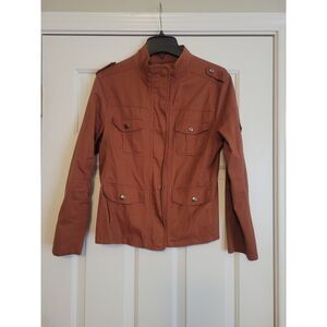 Thread & Supply Women's Utility Jacket Size L Rust Brown Zip Snap Military